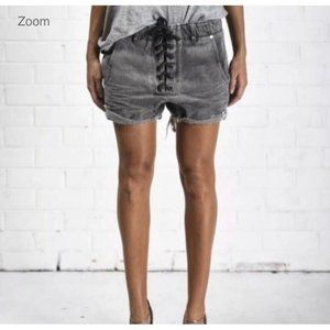 One Teaspoon Frankies Gray Lace Up Bohemian Super Freaks Crop Crotch Shorts 28
